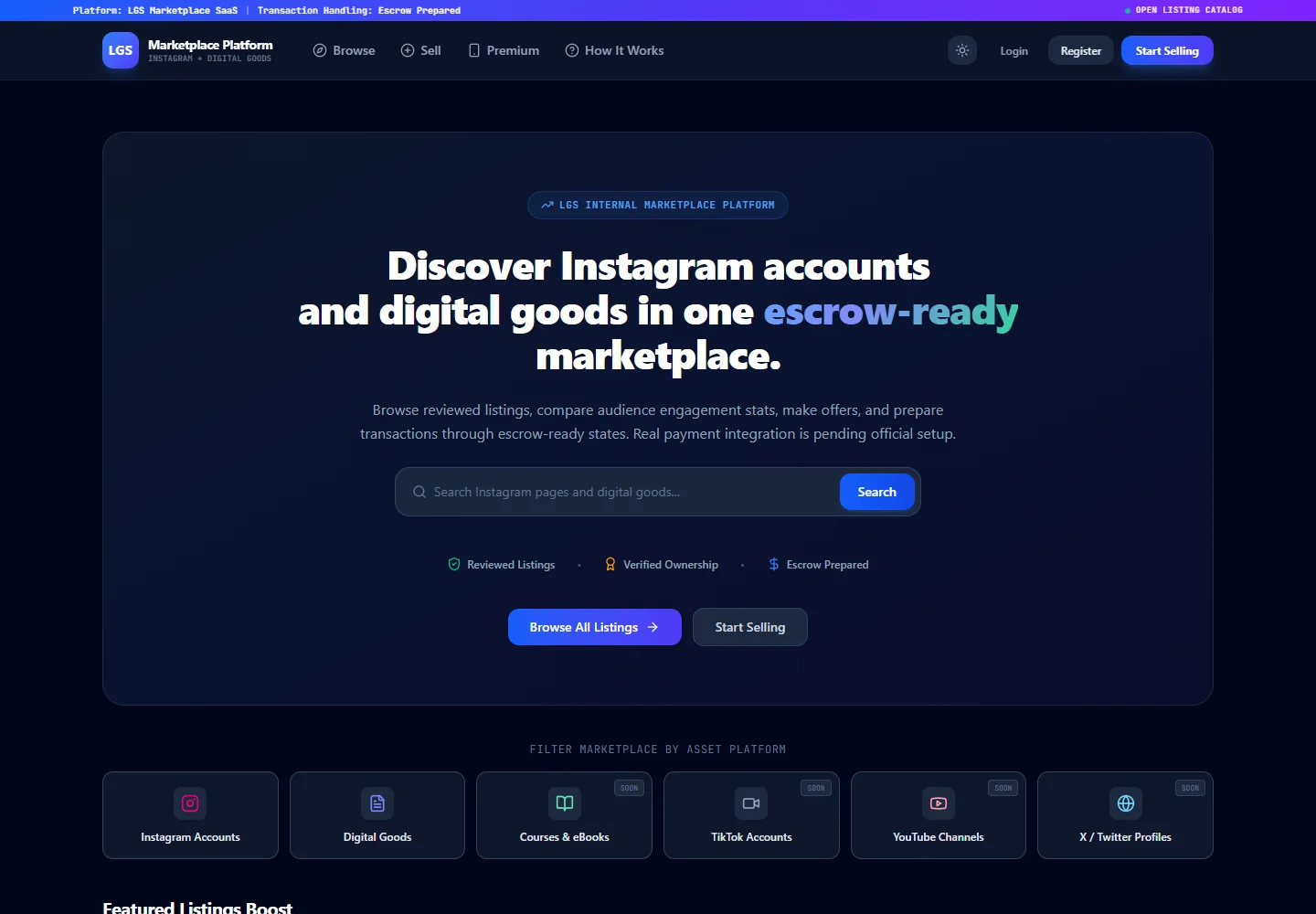 LGS Marketplace — website screenshot